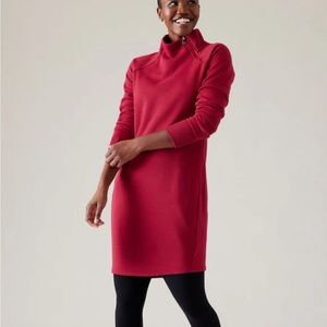 ATHLETA COZY KARMA SWEATSHIRT DRESS S tall red